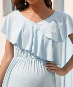 Ever-Pretty US Asymmetrical Ruffle Top Floor-Length Maternity Dress