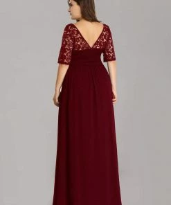 Ever-Pretty US Party Dresses Floral Lace Plus Size Long Formal Dresses With Waistband