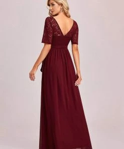 Ever-Pretty US SHOP BY OCCASION Elegant Lace Bodice Chiffon Maxi Evening Dress With Belt