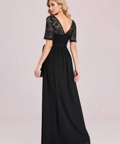 Ever-Pretty US SHOP BY OCCASION Elegant Lace Bodice Chiffon Maxi Evening Dress With Belt