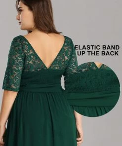 Ever-Pretty US SHOP BY OCCASION Elegant Lace Bodice Chiffon Maxi Evening Dress With Belt