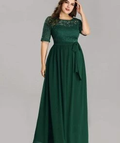 Ever-Pretty US Party Dresses Floral Lace Plus Size Long Formal Dresses With Waistband