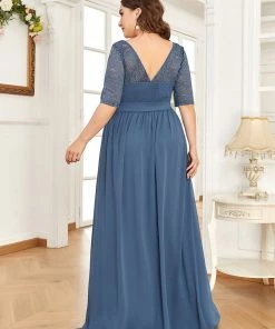 Ever-Pretty US Elegant Lace Bodice Chiffon Evening Dress With Belt