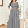 Ever-Pretty US Party Dresses Floral Lace Plus Size Long Formal Dresses With Waistband