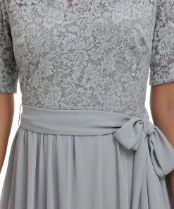 Ever-Pretty US SHOP BY OCCASION Elegant Lace Bodice Chiffon Maxi Evening Dress With Belt