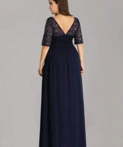 Ever-Pretty US Party Dresses Floral Lace Plus Size Long Formal Dresses With Waistband