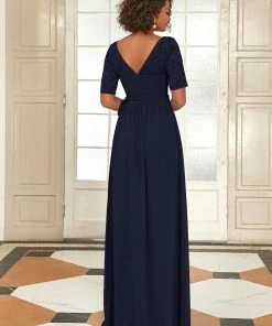 Ever-Pretty US SHOP BY OCCASION Elegant Lace Bodice Chiffon Maxi Evening Dress With Belt