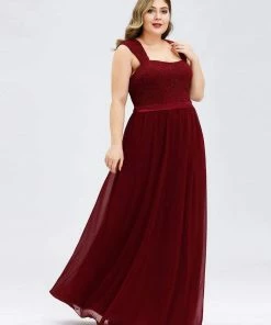 Ever-Pretty US SHOP BY OCCASION Elegant A Line Long Chiffon Bridesmaid Dress With Lace Bodice