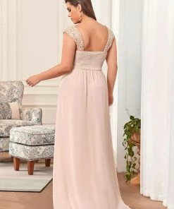 Ever-Pretty US SHOP BY OCCASION Elegant A Line Long Chiffon Bridesmaid Dress With Lace Bodice