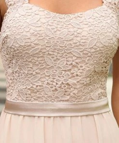 Ever-Pretty US SHOP BY OCCASION Elegant A Line Long Chiffon Bridesmaid Dress With Lace Bodice