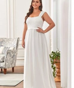 Ever-Pretty US SHOP BY OCCASION Elegant A Line Long Chiffon Bridesmaid Dress With Lace Bodice