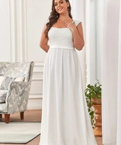 Ever-Pretty US SHOP BY OCCASION Elegant A Line Long Chiffon Bridesmaid Dress With Lace Bodice