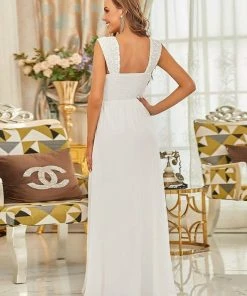 Ever-Pretty US SHOP BY OCCASION Elegant A Line Long Chiffon Bridesmaid Dress With Lace Bodice