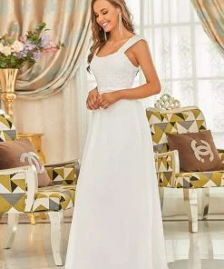 Ever-Pretty US SHOP BY OCCASION Elegant A Line Long Chiffon Bridesmaid Dress With Lace Bodice