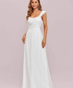 Ever-Pretty US SHOP BY OCCASION Elegant A Line Long Chiffon Bridesmaid Dress With Lace Bodice