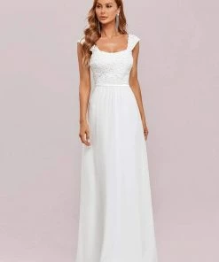 Ever-Pretty US SHOP BY OCCASION Elegant A Line Long Chiffon Bridesmaid Dress With Lace Bodice