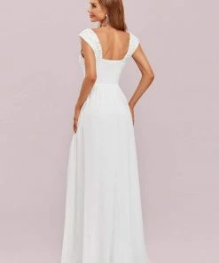 Ever-Pretty US SHOP BY OCCASION Elegant A Line Long Chiffon Bridesmaid Dress With Lace Bodice