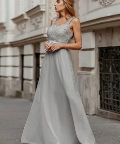 Ever-Pretty US SHOP BY OCCASION Elegant A Line Long Chiffon Bridesmaid Dress With Lace Bodice