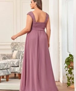 Ever-Pretty US SHOP BY OCCASION Elegant A Line Long Chiffon Bridesmaid Dress With Lace Bodice