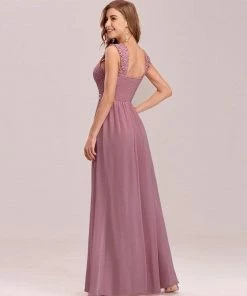 Ever-Pretty US SHOP BY OCCASION Elegant A Line Long Chiffon Bridesmaid Dress With Lace Bodice
