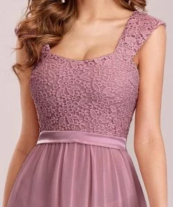 Ever-Pretty US SHOP BY OCCASION Elegant A Line Long Chiffon Bridesmaid Dress With Lace Bodice