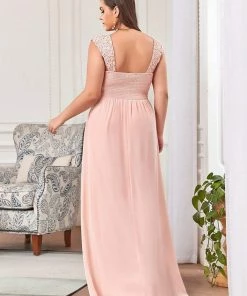Ever-Pretty US SHOP BY OCCASION Elegant A Line Long Chiffon Bridesmaid Dress With Lace Bodice