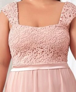 Ever-Pretty US SHOP BY OCCASION Elegant A Line Long Chiffon Bridesmaid Dress With Lace Bodice