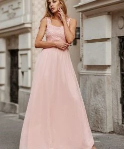 Ever-Pretty US SHOP BY OCCASION Elegant A Line Long Chiffon Bridesmaid Dress With Lace Bodice