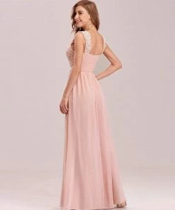 Ever-Pretty US SHOP BY OCCASION Elegant A Line Long Chiffon Bridesmaid Dress With Lace Bodice