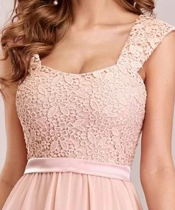 Ever-Pretty US SHOP BY OCCASION Elegant A Line Long Chiffon Bridesmaid Dress With Lace Bodice