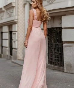 Ever-Pretty US SHOP BY OCCASION Elegant A Line Long Chiffon Bridesmaid Dress With Lace Bodice