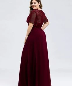 Ever-Pretty US Plus Size Floral Sequin Print Evening Party Dresses With Cap Sleeve SHOP BY OCCASION