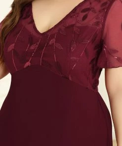 Ever-Pretty US SHOP BY OCCASION Plus Size V Neck Long Empire Formal Dresses With Sleeves