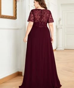 Ever-Pretty US SHOP BY OCCASION Plus Size V Neck Long Empire Formal Dresses With Sleeves