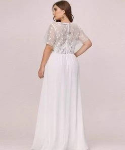 Ever-Pretty US SHOP BY OCCASION Plus Size V Neck Long Empire Formal Dresses With Sleeves