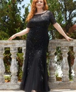 Ever-Pretty US Floral Sequin Print Plus Size Mermaid Tulle Evening Dress Evening Dresses & Gowns