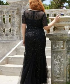 Ever-Pretty US Floral Sequin Print Plus Size Mermaid Tulle Evening Dress Evening Dresses & Gowns