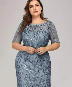 Ever-Pretty US Floral Sequin Print Plus Size Mermaid Tulle Evening Dress Evening Dresses & Gowns