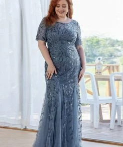 Ever-Pretty US Floral Sequin Print Plus Size Mermaid Tulle Evening Dress Evening Dresses & Gowns