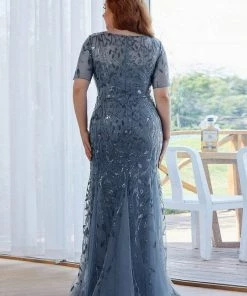 Ever-Pretty US Floral Sequin Print Plus Size Mermaid Tulle Evening Dress Evening Dresses & Gowns