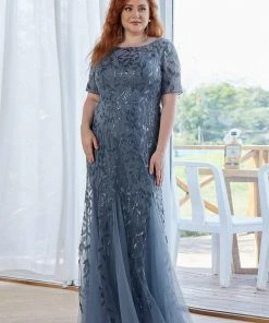 Ever-Pretty US Floral Sequin Print Plus Size Mermaid Tulle Evening Dress Evening Dresses & Gowns