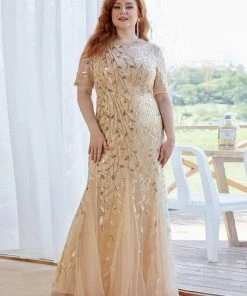 Ever-Pretty US Floral Sequin Print Plus Size Mermaid Tulle Evening Dress Evening Dresses & Gowns