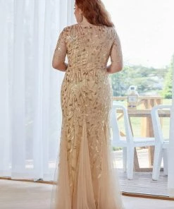 Ever-Pretty US Floral Sequin Print Plus Size Mermaid Tulle Evening Dress Evening Dresses & Gowns