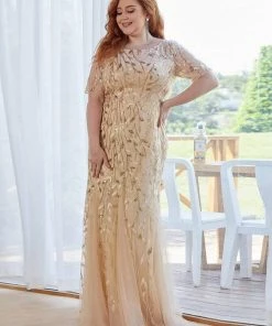 Ever-Pretty US Floral Sequin Print Plus Size Mermaid Tulle Evening Dress Evening Dresses & Gowns