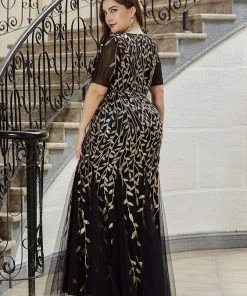 Ever-Pretty US Floral Sequin Print Maxi Long Fishtail Tulle Dresses With Half Sleeve SHOP BY OCCASION 63 Ever-Pretty US Floral Sequin Print Maxi Long Fishtail Tulle Dresses With Half Sleeve SHOP BY OCCASION