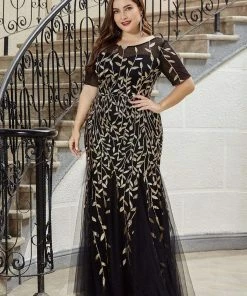 Ever-Pretty US Floral Sequin Print Plus Size Mermaid Tulle Evening Dress Evening Dresses & Gowns