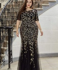 Ever-Pretty US Floral Sequin Print Maxi Long Fishtail Tulle Dresses With Half Sleeve SHOP BY OCCASION 62 Ever-Pretty US Floral Sequin Print Maxi Long Fishtail Tulle Dresses With Half Sleeve SHOP BY OCCASION