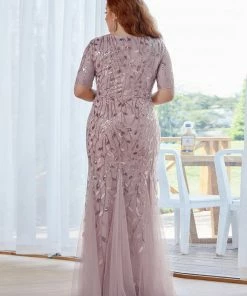 Ever-Pretty US Floral Sequin Print Maxi Long Fishtail Tulle Dresses With Half Sleeve SHOP BY OCCASION 78 Ever-Pretty US Floral Sequin Print Maxi Long Fishtail Tulle Dresses With Half Sleeve SHOP BY OCCASION