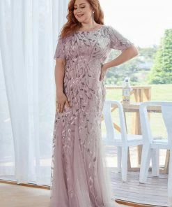 Ever-Pretty US Floral Sequin Print Plus Size Mermaid Tulle Evening Dress Evening Dresses & Gowns