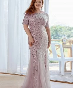 Ever-Pretty US Floral Sequin Print Plus Size Mermaid Tulle Evening Dress Evening Dresses & Gowns